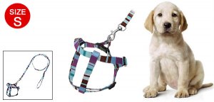 Stripe Pattern Nylon Dog Puppy Leash Harness Size S