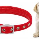 Red Dog Pet Neck Collar Leather Band Strap w Buckle