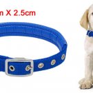 Blue Leather Nylon Buckle Dog Pet Neck Collar Strap Band