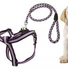 Purple Step-In Nylon Puppy Pet Safe Reflective Harness and Leash Set