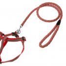 Size M Red Doggie Puppy Pet Dog Nylon Pulling Harness Leash