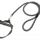 Dog Grey Nylon Pulling Harness Doggie Solid Leash Rope