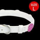 White Glittering Dog Puppy Doggie Doggy Collar Belt with 3 Buckle Set