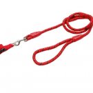 Small Pet Dog Nylon Pulling Harness and Round Leash Red