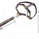 Black Flower Design Nylon Pet Dog Harness and Leash Set