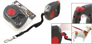 Flex 4.5M Retractable Dog Leash with Flashlight Torch Black
