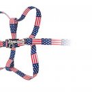 DOG Web Collar Harness Leash Strap for Small dogs - US Star & Stripe