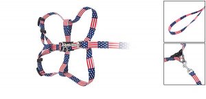 DOG Web Collar Harness Leash Strap for Small dogs - US Star & Stripe