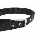 Midnight Black Soft Leather High Strength Nylon Dog Collar Strap