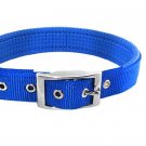 Tropical Blue Soft Leather High Strength Nylon Dog Collar Strap - Medium Size