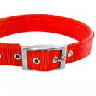 Chilly Pepper Red Soft Leather High Strength Nylon Dog Collar Strap -- Medium Size