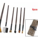 8pcs Plush Vegan Bare Brush Kit Makeup Nylon Bag