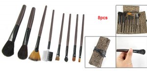 8pcs Plush Vegan Bare Brush Kit Makeup Nylon Bag