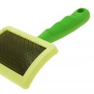 Soft Pet Dog Cat Bristles Grooming Brush with Green Handle