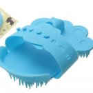 Blue Cat Dog Pet Hand Shape Plastic Shower Bath Brush
