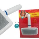 Pet Dog Cat Soft Bristles Grooming Brush with White Handle