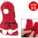 White Pom Pom Decor Hook Loop Fastener Red Plush Dog Pet Clothes XS