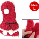 White Tiered Hem Red Plush Xmas Style Pom Pom Dog Hooded Clothes L