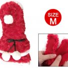 Red Plush Christmas Style Tiered Hem Pet Dog Apparel Clothes M