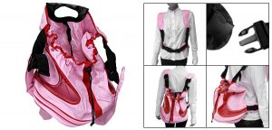 Half Round Base Red Mesh Pink Drawstring Top Pet Dog Carrier Bag