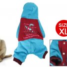 Rabbit Print Red Blue Press Stud Closure Pet Dog Apparel Jumpsuit XL