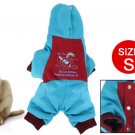 Rabbit Print Press Button Closure Pet Dog Hooded Clothes Red Blue S