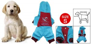 Rabbit Print Press Button Closure Pet Dog Hooded Clothes Red Blue S