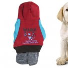 S Blue Red Bear Print Hoodie Press Stud Pet Dog Costume Dress