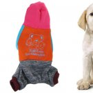 Dog Apparel Ribbed Cuff Bear Pattern Jumpsuit Orange Blue L