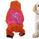 One Piece Clothes Rabbit Print Jumpsuit Orange Fuchsia XL for Dog