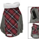 Hook Loop Fastener Fleece Collar Check Pattern Clothes for Dog L