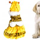 Size M Bee Style Yellow Coffee Velvet Dress Pet Dog Apparel