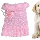 Dog Pet Pink Plush Winter Coat Apparel w Brooch Size S