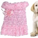 Pet Dogs Winter Warm Pink Bead Bowknot Brooch Plush Coat Size L