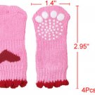 Heart Pattern Knitted Stretchy Socks Pink Red for Doggy