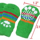 Paw Pattern Colorful Stripe Green Elastic Socks for Dog