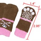 Brown Pink Knitted Stretchy Non-slip Socks 4Pcs for Dog