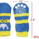 Puppy Crown Pattern Knitted Stretchy Blue Yellow Socks
