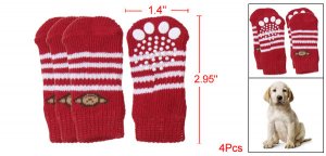 Red White Striped Monkey Pattern Elastic Socks for Dog