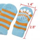 Dog Striped Pattern Stretchy Knitted Socks Blue Yellow