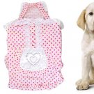 Pink Elastic Strap Dot Lace Trim Tiered Servant Style Pet Dog Dress Size 5