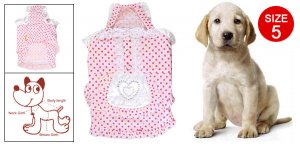 Pink Elastic Strap Dot Lace Trim Tiered Servant Style Pet Dog Dress Size 5