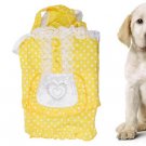 Doggie Size 5 White Dots Lace Trim Buttons Decor Elastic Strap Yellow Maid Dress