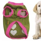 Size 4 Green Soft Heart Pattern Round Neck Winter Apparel Clothes for Doggie