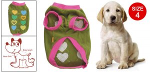 Size 4 Green Soft Heart Pattern Round Neck Winter Apparel Clothes for Doggie