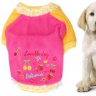 Size 2 Pink Yellow Strawberry Cherry Printed Lace Rim Pet Warm Clothes