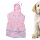 Pink Size 5 Striped Pattern Lace Hem Spaghetti Strap Dress for Pet Dog