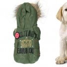 Size 1 Star Printed Lining Crown Rhinestone Decor Pet Dog Hooded Clothes Green