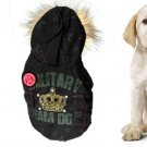 Black Press Studs Vertical Pockets Lining Hooded Coat Size 1 for Pet Dog