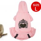Pink Hooded Button UP Heart Crown Dress L for Dog Pet L